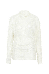 Geraldine Top in Ivory Silk Wool Fil Coupé