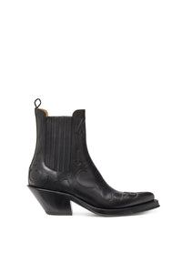 Cassidy Cowboy Ankle Boot in Black Leather