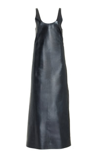 Ellson Dress in Black Metallic Leather