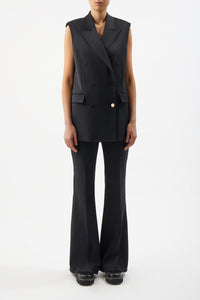 ブラック スポーツウェア ウールのラインパンツ