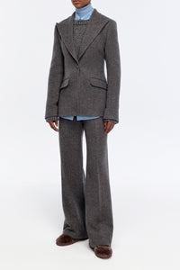 Norman Pant in Charcoal Multi Cashmere Wool Herringbone
