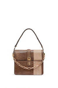 Vintage No.10 Bag in Cognac Crocodile Leather & Snakeskin