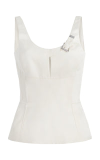 Avalon Top in Ivory Silk Linen Satin