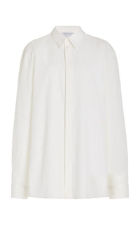 Nicolas Shirt in Ivory Silk Wool Cady