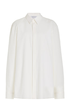 Nicolas Shirt in Ivory Silk Wool Cady