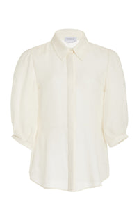 Hadley Blouse in Ivory Virgin Wool Cashmere