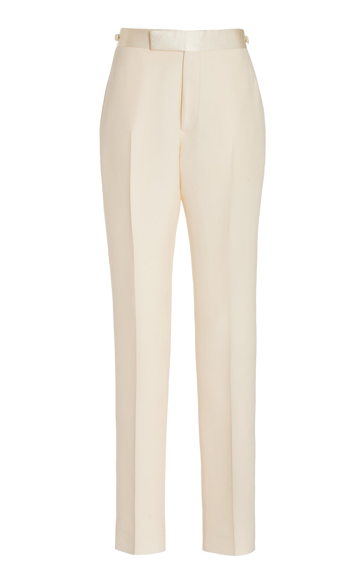 Simons Pant in Ivory Wool Silk Cady