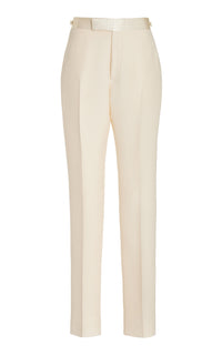 Simons Pant in Ivory Silk Wool Cady