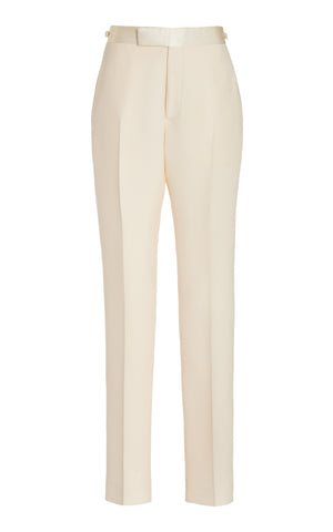 Simons Pant in Ivory Silk Wool Cady