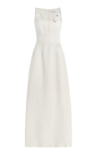 Sven Maxi Dress in Ivory Silk Linen Satin