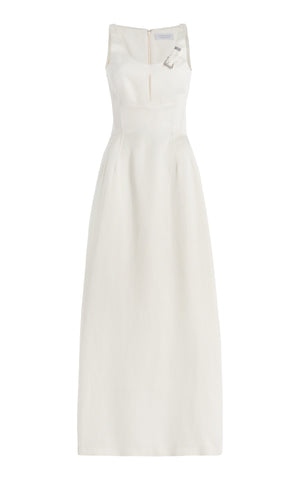 Sven Maxi Dress in Ivory Silk Linen Satin