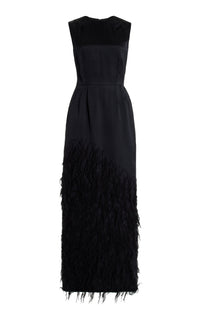 Maslow Feather Dress in Black Silk