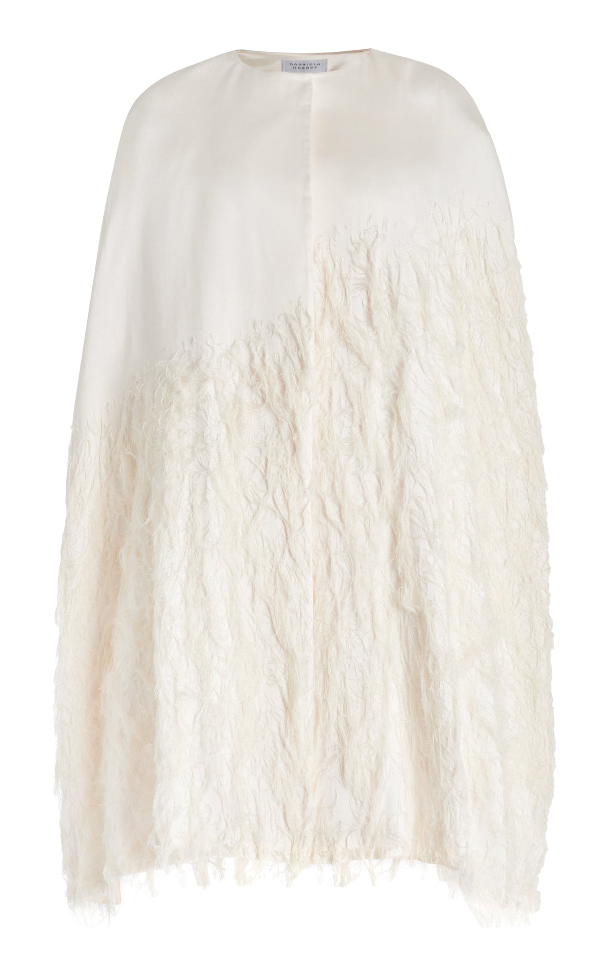 Pauli Feather Cape in Ivory Silk