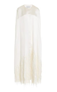 Hillman Feather Cape in Ivory Silk Satin