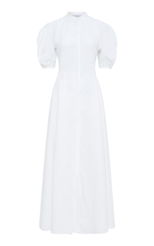 Arabella Shirtdress in White Aloe Linen