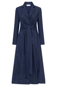 Yunara Knotted Maxi Dress in Recycled Cotton Denim