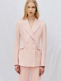 Stephanie Blazer in Blush Virgin Wool and Silk Linen Twill