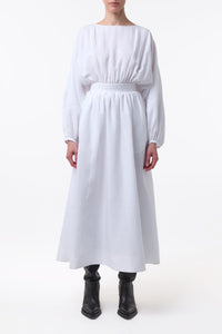 Ahmose Maxi Dress in White Aloe Linen