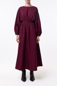 Ahmose Maxi Dress in Bordeaux Sea Island Cotton