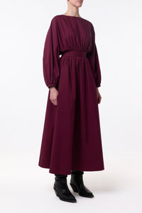 Ahmose Maxi Dress in Bordeaux Sea Island Cotton
