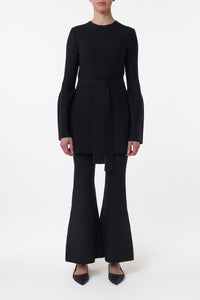 Tenas Knit Mini Dress in Black Merino Wool Cashmere