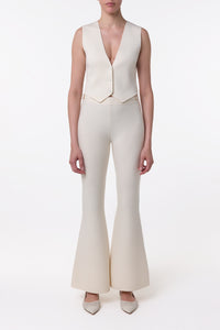 Ayala Flare Cropped Knit Pant in Ivory Merino Wool Cashmere