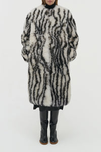 Ebel Coat in Ivory & Black Cashmere Shearling