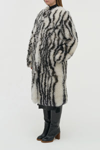 Ebel Coat in Ivory & Black Cashmere Shearling