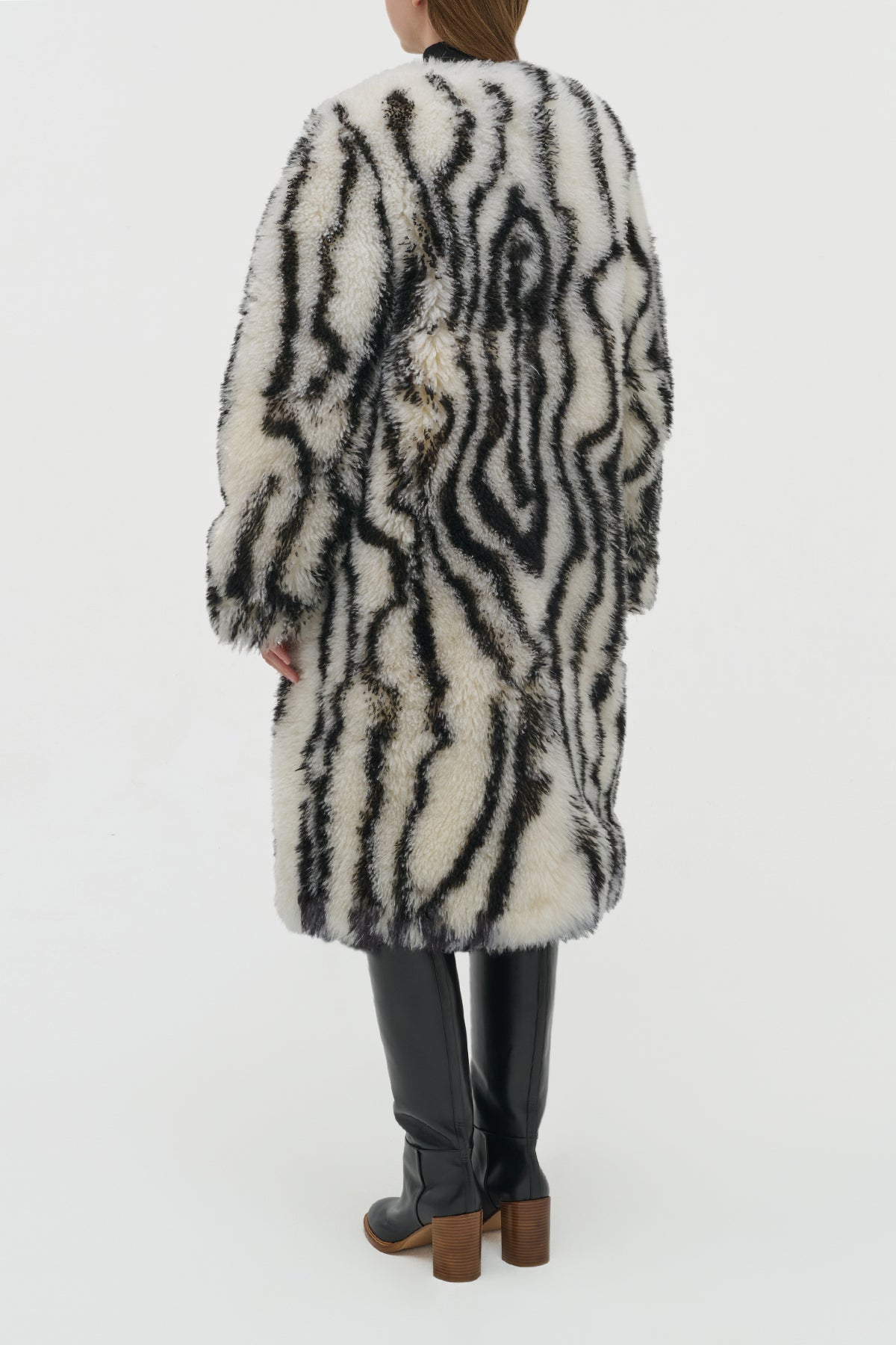 Ebel Coat in Ivory & Black Cashmere Shearling