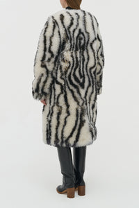 Ebel Coat in Ivory & Black Cashmere Shearling