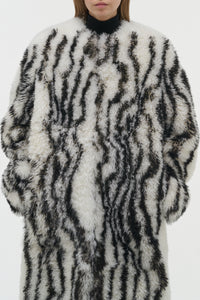 Ebel Coat in Ivory & Black Cashmere Shearling