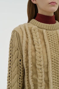 Toth Knit Pullover in Natural Cashmere & Shearling