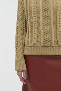 Toth Knit Pullover in Natural Cashmere & Shearling