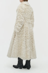 Cantwell Coat in Ivory Silk Fur
