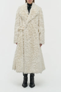 Cantwell Coat in Ivory Silk Fur