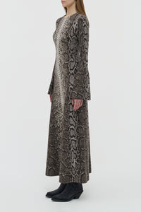 Aalia Knit Maxi Dress in Greyscale Cashmere Silk