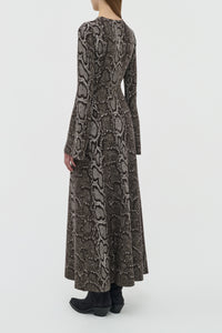 Aalia Knit Maxi Dress in Greyscale Cashmere Silk