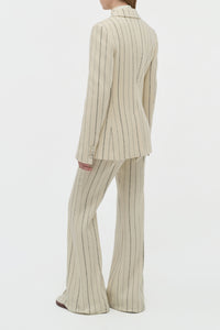 Leiva Blazer in Ivory Multi Pinstripe Wool Cashmere