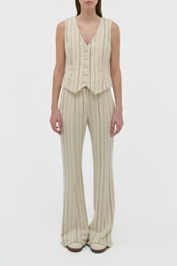 Coleridge Vest in Ivory Multi Pinstripe Wool Cashmere