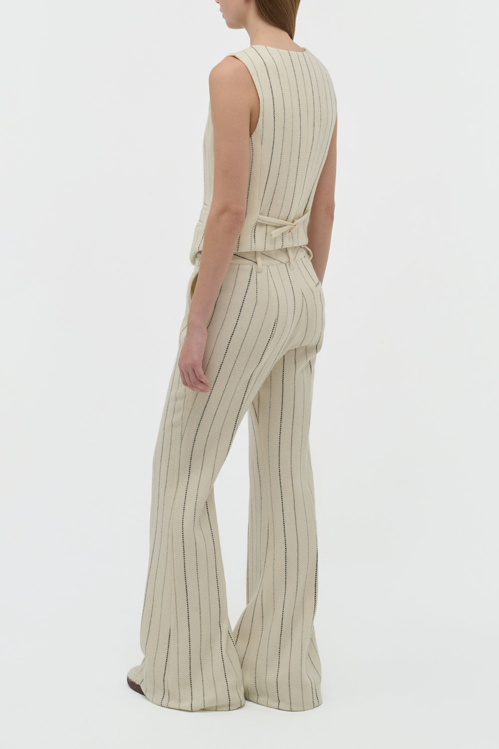 Coleridge Vest in Ivory Multi Pinstripe Wool Cashmere
