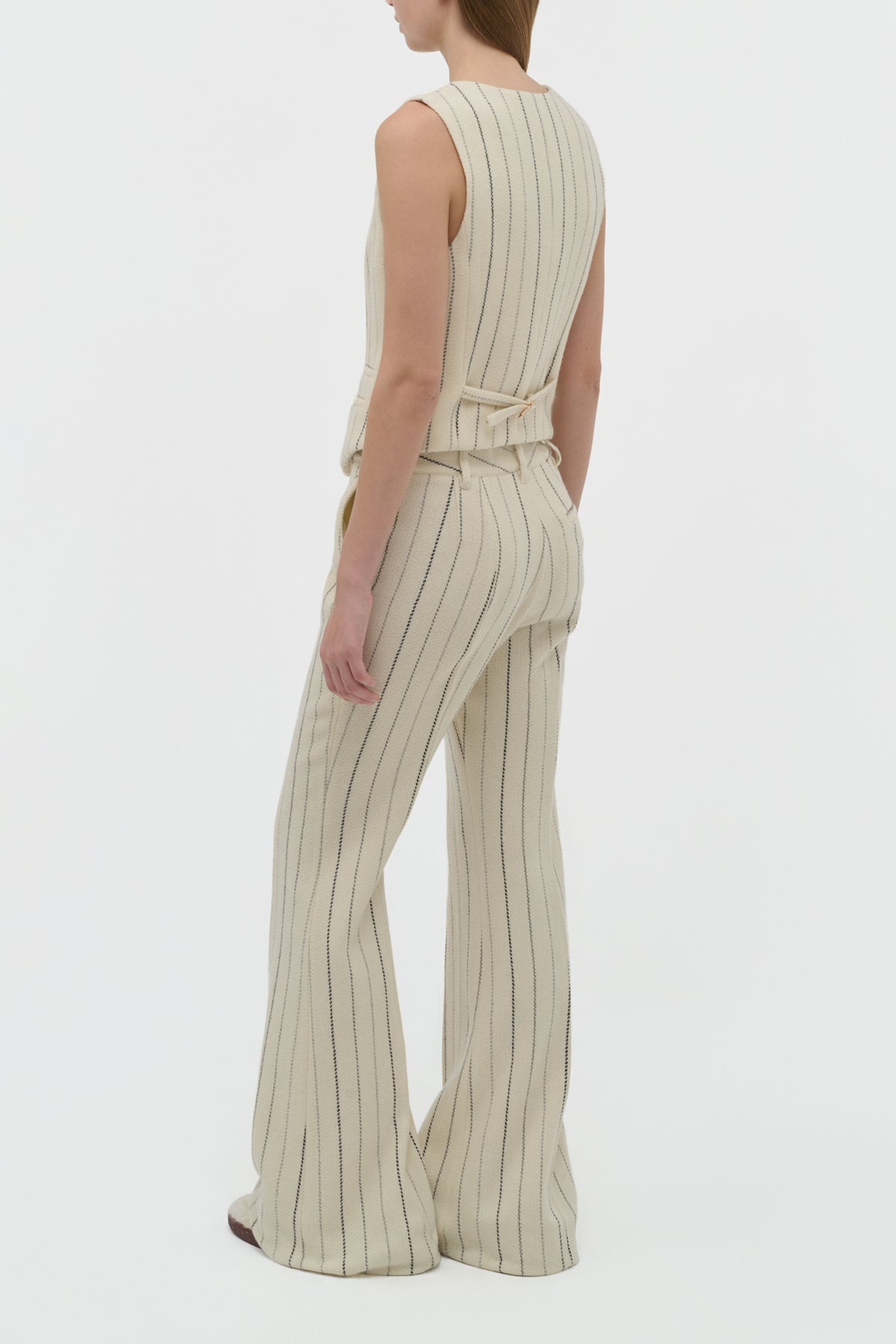 Coleridge Vest in Ivory Multi Pinstripe Wool Cashmere