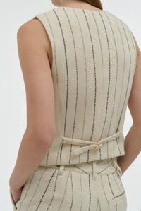 Coleridge Vest in Ivory Multi Pinstripe Wool Cashmere