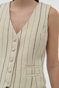 Coleridge Vest in Ivory Multi Pinstripe Wool Cashmere