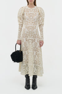 Eshal Knit Maxi Dress in Ivory Merino Wool