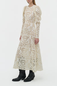 Eshal Knit Maxi Dress in Ivory Merino Wool