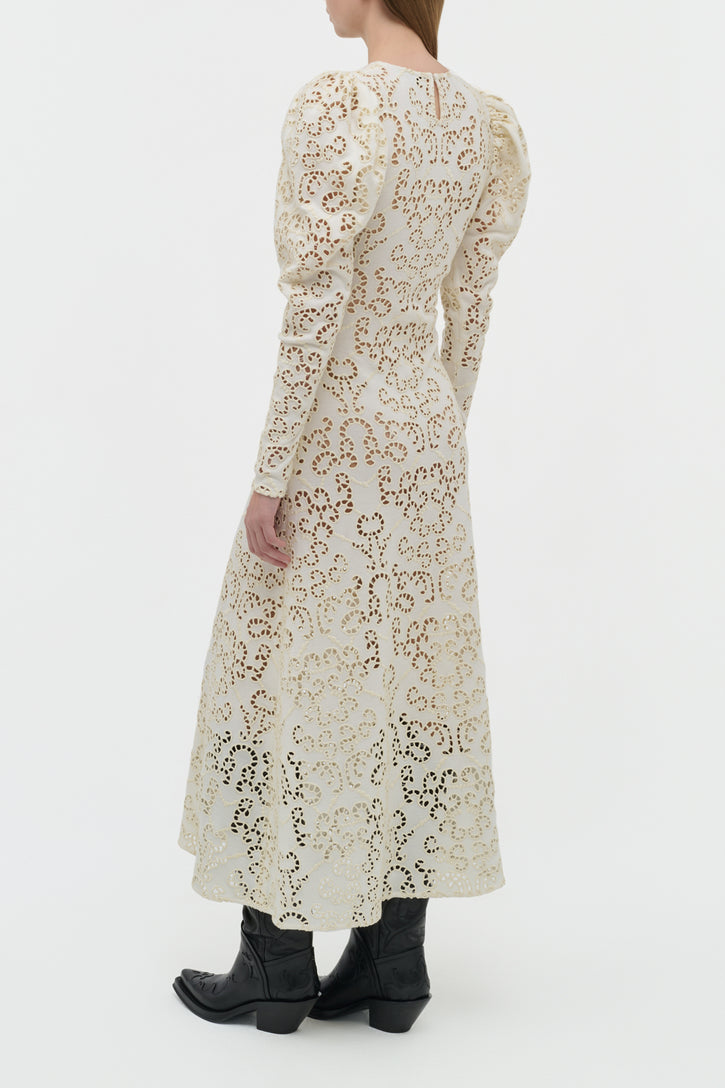 Eshal Knit Maxi Dress in Ivory Merino Wool