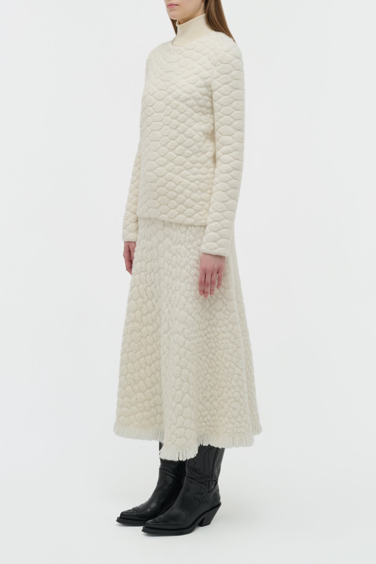 Tansey Knit Sweater in Ivory Cashmere