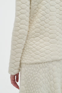 Kanta Fringe Knit Midi Skirt in Ivory Cashmere