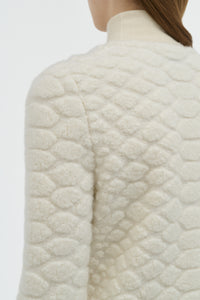 Kanta Fringe Knit Midi Skirt in Ivory Cashmere