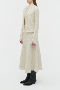 Johannes Fringe Knit Cardigan in Ivory Cashmere